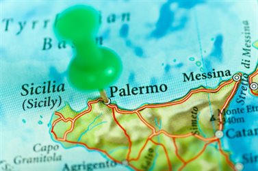 Kort med Palermo i Sicillien